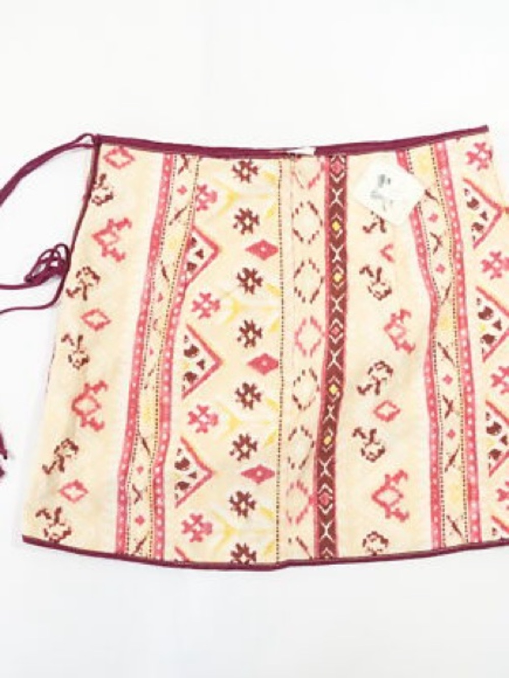 Free People Cream Mini Skirt with Pink and Burgundy Pattern - Picture 3 of 3